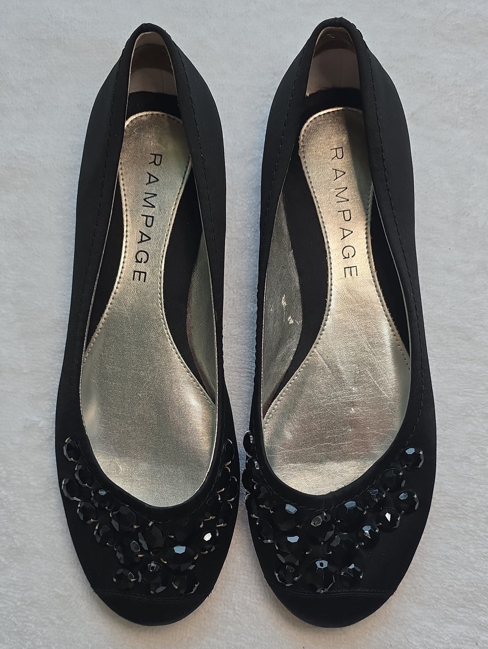 Rampage Black Jeweled Ballet Flats with Sparkle Detail 7.5